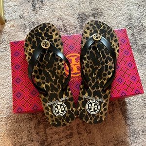 Tory Burch Flip Flops- leopard - Brand New